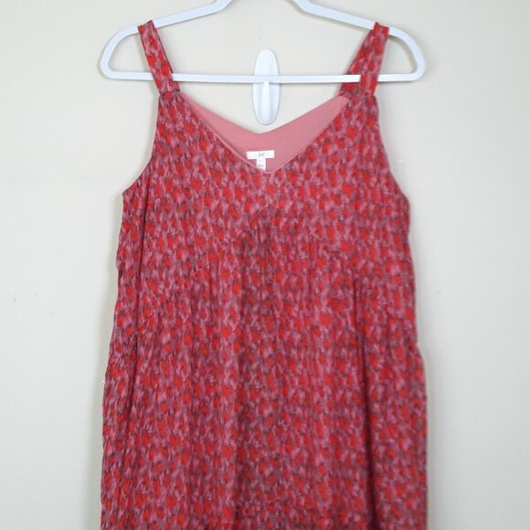 Joie Bondi Tea Rose Cotton Tiered Sleeveless V-Neck Abstract Midi Sundress S - Picture 5 of 11